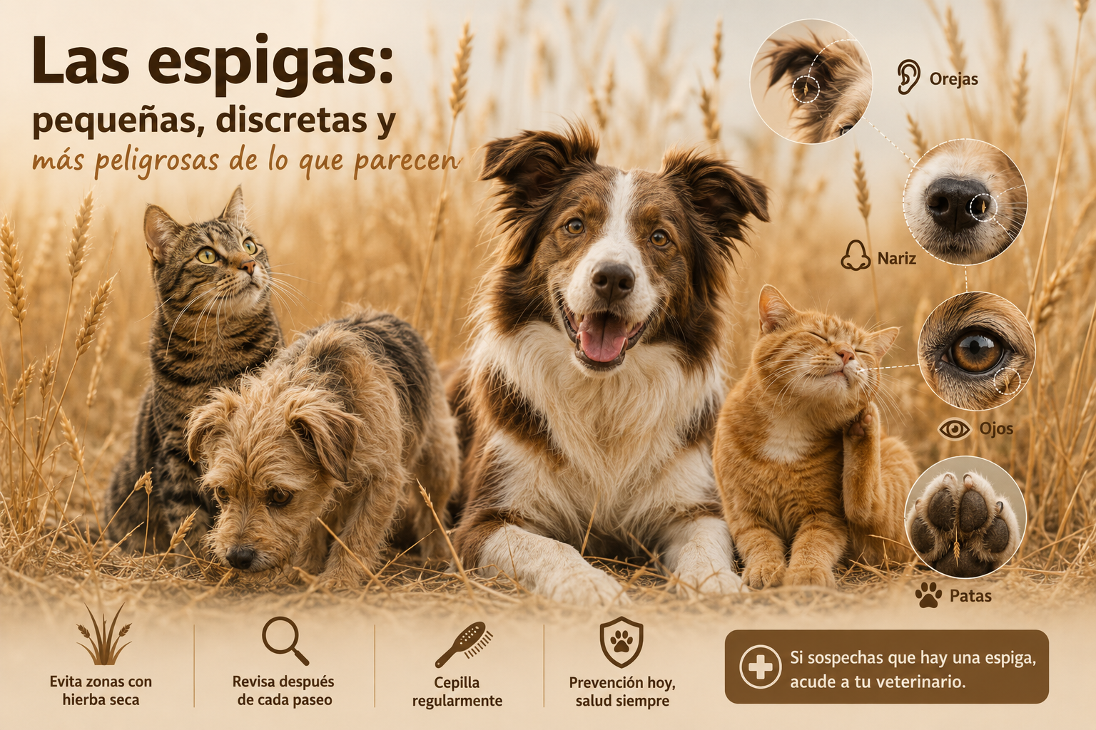Espigas y golpes de calor: dos riesgos del verano para perros y gatos que podemos prevenir